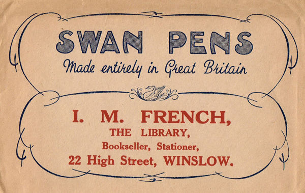 Coloured advert for Swan Pens